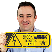 Electric Fence Shock Warning Sign With Graphic