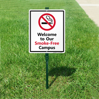 No smoking at school campus sign for lawn