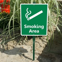 Smoking Area with Graphic Sign