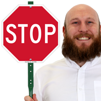 Stop sign witn stake for lawn or yard