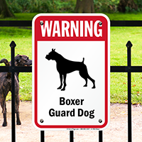Warning Boxer Guard Dog Guard Dog Sign