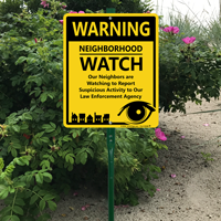 Warning Neighbors Are Watching LawnBoss Sign