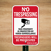 Washington Trespassers Will Be Prosecuted Sign