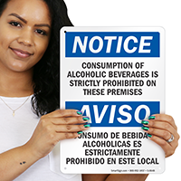 Bilingual Alcoholic Beverages Prohibited Sign