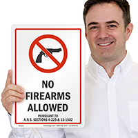 Arizona Firearms And Weapons Law Sign
