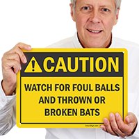 Caution Baseball Sign
