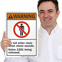 Don't Enter Room Alarm Sounds Halon 1301 Sign
