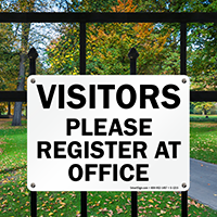 Visitors Please Register At Office Sign