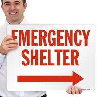 Shelter with Arrow Right Sign