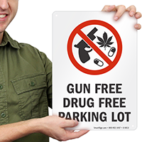 Gun Free Drug Free Parking Lot Sign