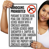 Handguns Prohibited Texas Sign