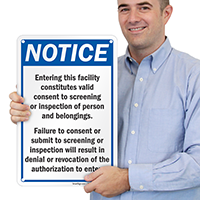 Facility Screening Or Inspection Sign