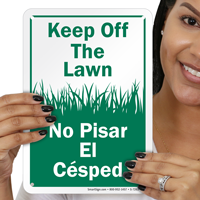 Bilingual Keep Off The Lawn Sign