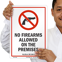 New Jersey Firearms And Weapons Law Sign