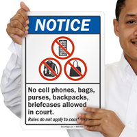 No Cell Phones Bags Purses Backpacks Sign