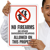 No Firearms Or Weapons Allowed Sign