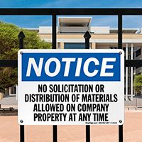 No Solicitation or Distribution of Materials Sign