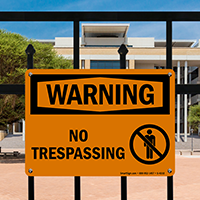 Warning: No Trespassing Sign (with pedestrian graphic)