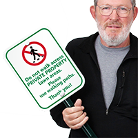 No Walking in Private Property Lawn Areas Sign