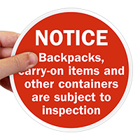 Carry-On Items Are Subject To Inspection Sign