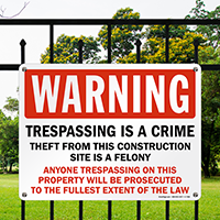 Warning Trespassing Is A Crime Sign