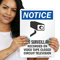 24 Hour Surveillance Recorded Video Tape Sign