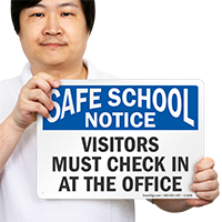 Visitor Must Check In At The Office Sign
