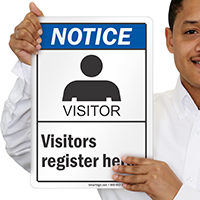 Visitors Register Here Notice Sign