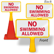 No Swimming Allowed ConeBoss Pool Sign