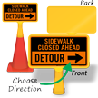 Sidewalk Closed Ahead Detour ConeBoss Sign 