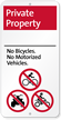 Private Property No Bicycles Motorized Vehicles iParking Sign