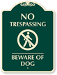 No Trespassing & Beware Of Dog Graphic Sign