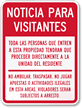 Spanish Notice For Visitors Sign