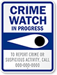 Report Crime, Suspicious Activity Call [#] Sign