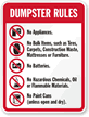 Dumpster Rules Sign (with Graphic)