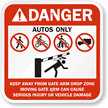 Keep Away From Gate Arm Drop Zone Sign