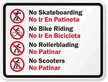 No Skateboarding Bilingual Sign With Graphic