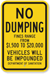 No Dumping, Vehicles Will Be Impounded Sign