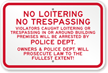 No Loitering No Trespassing Sign