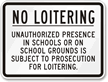 No Loitering Unauthorized Prosecution Sign