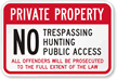 No Trespassing & No Hunting Sign