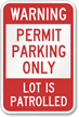 Warning Permit Parking Sign