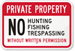 No Hunting, Fishing & No Trespassing Sign