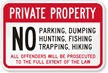 No Parking, Hunting, Dumping, Fishing & Hiking Sign