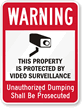 No Dumping Property Protected by Video Surveillance Sign