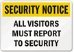 Security Notice Visitors Report Sign