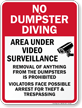 Area Under Video Surveillance No Dumpster Sign