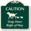 Caution Dogs Have Right Of Way Signature Sign