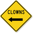 Clowns With Left Arrow Funny Crossing Sign