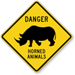 Danger Horned Animals Xing Sign